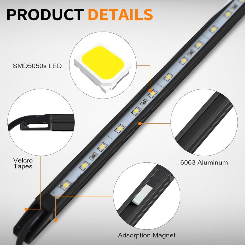 NOVA AUTO 12V LED Interior Light Bar Kit Dimmable IP67 Waterproof Camping String Lights, Aluminum Magnetic Mount Exterior Lights,Portable Lighting for RV, Camping Tent Car Trailer Boat (4 Pack) - Image 5